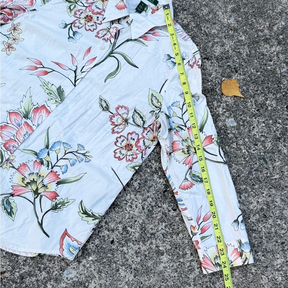 Gorgeous Ralph Lauren Floral cream Casual Shirt size M - Picture 8 of 12